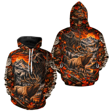 Maxcorners Elk Grim Reaper Hunting Long Sleeve Shirt Custom Autumn Mountain Performance Jersey LM1910