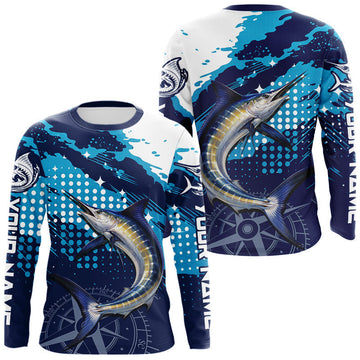 Maxcorners Custom Marlin Long Sleeve Fishing Shirts For Men, Design Marlin Fishing Jerseys LM2602