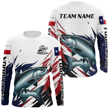 Maxcorners Custom Texas Flag Chinook Salmon Fishing Shirts, Texas Salmon Fishing Shirts Long Sleeve For Team LM1705
