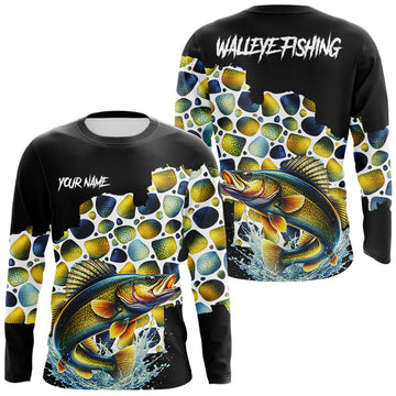 Maxcorners Personalized Walleye Fishing Shirt Long Sleeve, Fishing Shirts For Men LM1501
