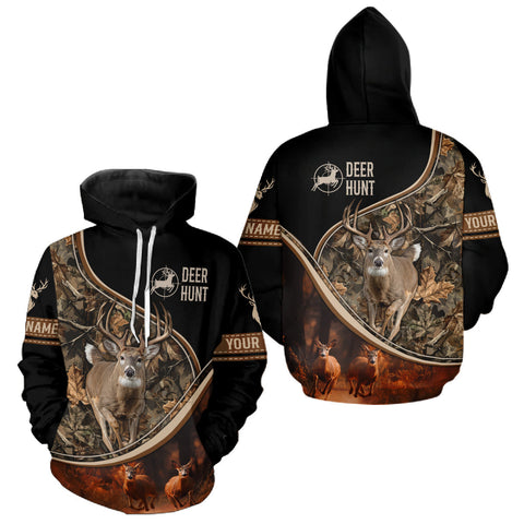 Maxcorners Deer Jumping Shirt Black Camo 3D Custom, Season Deer Hunting, Whitetail Deer Shirt LM1809
