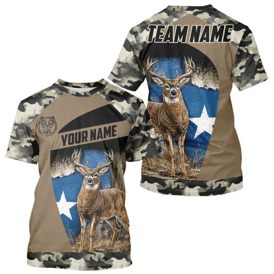 Maxcorners Custom Big Buck Deer Hunting 3D All Over Print Camo with Texas Flag Outdoor Hunting Apparel LM2608