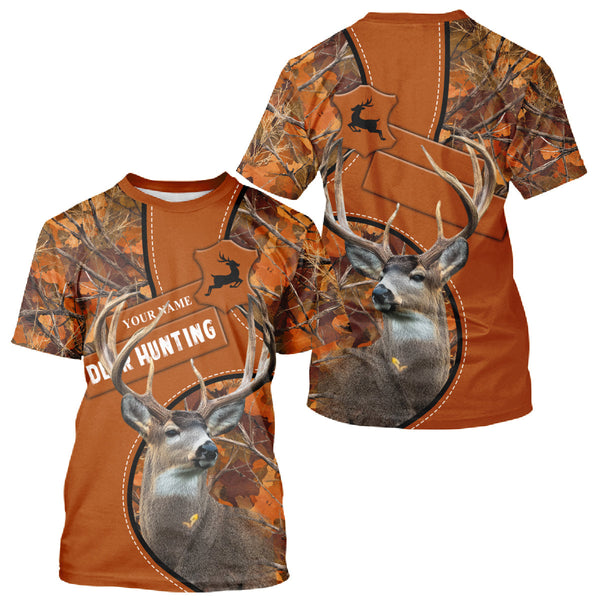 Maxcorners Whitetail Deer Hunting Shirt Orange Camo 3D All Over Print Personalized Gift for Hunters LM2608