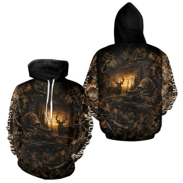 Maxcorners Custom Camo Deer Hunting Shirt With Name, Skull Hunter Buck Apparel, Personalized Hunter Gifts LM0609