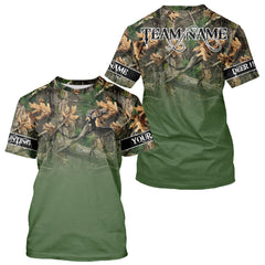 Maxcorners Personalized Green Deer Hunting Camo Full Printing Shirts, Best Hunting Gifts LM2608