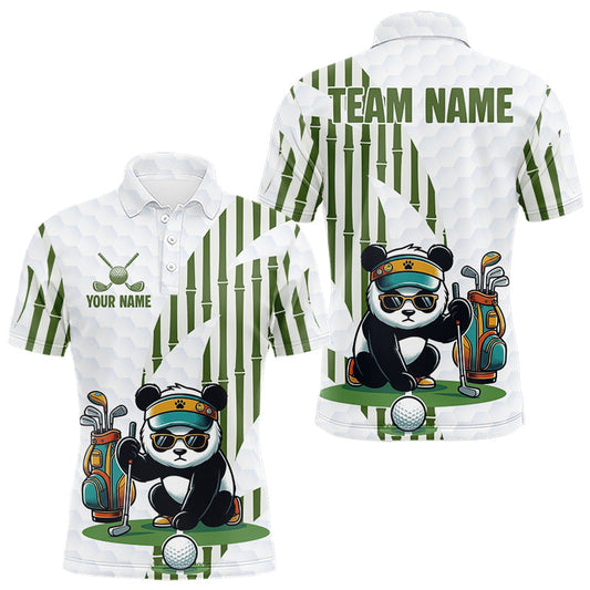 Maxcorners Custom Name Cool Panda Golf Polo Shirt, Funny Bamboo Panda Golfing Apparel LM1705