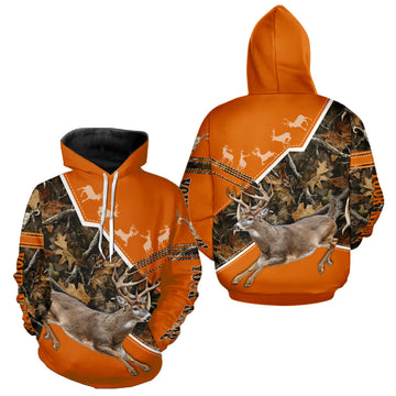 Maxcorners Deer Hunting Big Game Orange Camo Forest Custom Name 3D All over print shirts, Hunting Shirt LM1809