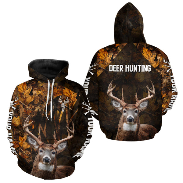 Maxcorners Whitetail Deer Hunting Custom Name Camo Shirt, Personalized Deer Hunting Clothing LM2110