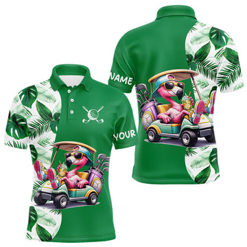 Maxcorners Funny Flamingo Golf Shirt With Pattern Pink Tropical – Personalized Name & Team Custom Polo for Men