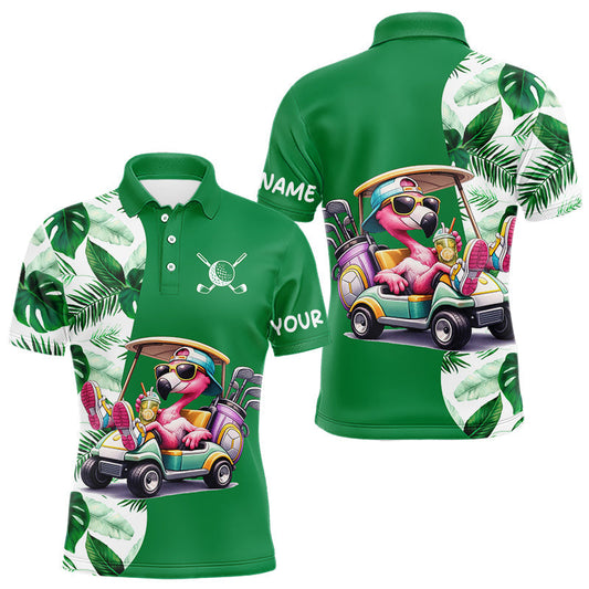 Maxcorners Funny Flamingo Golf Shirt With Pattern Pink Tropical – Personalized Name & Team Custom Polo for Men