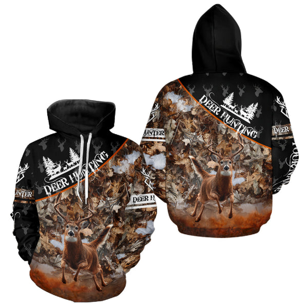 Maxcorners Best Whitetail Deer Hunting Shirt Black Brown Forest Camo 3D All Over Print For Deer Hunters LM2608