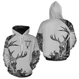 Maxcorners Deer Hunting Shirt Best 3D All Over Print Skull Deer Personalized Name Gray Camo LM2608
