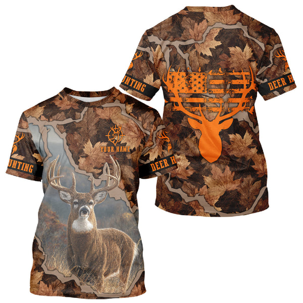 Maxcorners Whitetail Deer Hunting Shirt-Personalized US Flag Camouflage, Best Gifts for Deer Hunters LM2608