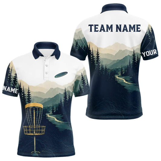 Maxcorners Green Mountain Disc Golf Mens Polo Shirt Custom Forest Disc Golf Shirt For Men LM2704