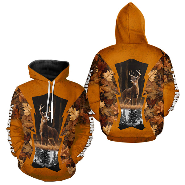 Maxcorners Whitetail Deer Hunting Orange Camo Autumn - Personalized All Over Print Deer Hunting Clothe LM2509