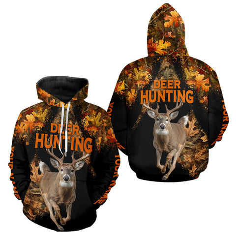 Maxcorners Deer Hunting Black With Camo Autumn - Personalized All Over Print Deer Hunting Clothes LM2509