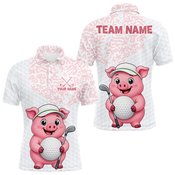 Maxcorners Personalized Pig Men Golf Shirt, Funny Golf Team Polo, Custom Name & Team Name LM2709