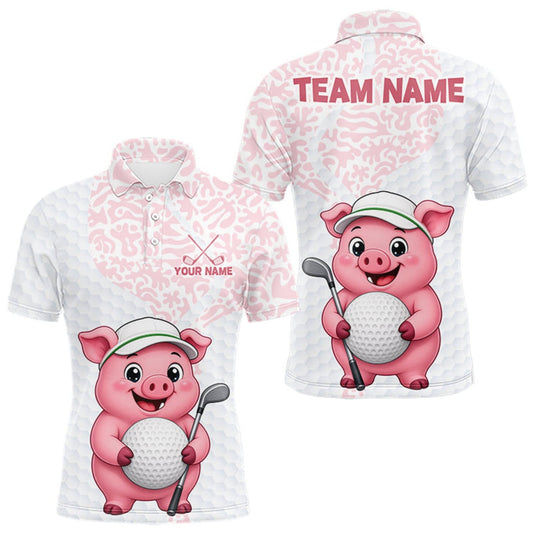 Maxcorners Personalized Pig Men Golf Shirt, Funny Golf Team Polo, Custom Name & Team Name LM2709