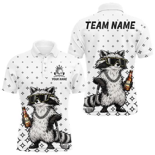 Maxcorners Funny Raccoon Golf Polo Shirt Custom Team Name Personalized Golf Team Polo Gift For Men LM0106
