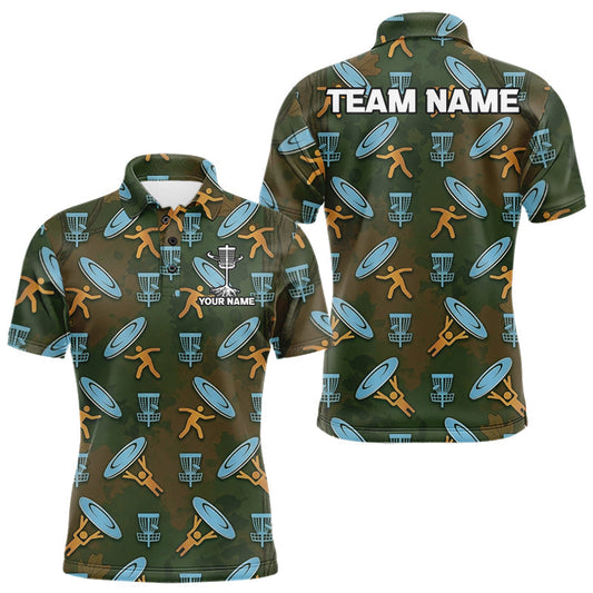 Maxcorners Disc Golf Polo Shirt Personalized Name Camouflage Golf Shirt Custom Disc Golfer Polo Gift For Men LM0106