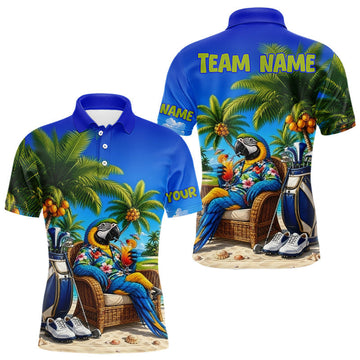 Maxcorners Custom Team Name Tropical Golf Polo Shirt
