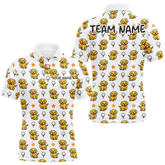 Maxcorners Custom Golden Retriever Mens Golf Polo Shirt - Personalized Dog Lover Team Name Jersey LM0106