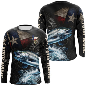 Maxcorners Personalized Texas Chinook Salmon Fishing Shirt – Custom Name Angler Apparel For Fishermen LM0106