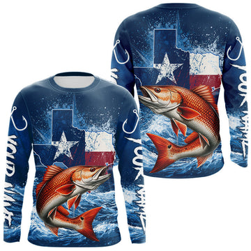 Maxcorners Texas Flag Redfish Fishing Jersey Performance Fishing Shirt, Saltwater Angler Gift For Men LM0607