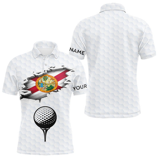 Maxcorners Florida Flag Personalized Golf Pattern Ball Polo Shirts Patriotic Golf Shirts For Mens LM0404