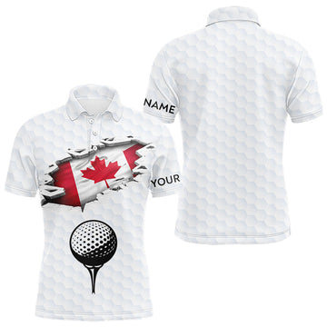 Maxcorners Canada Flag Personalized Golf Pattern Ball Polo Shirts Patriotic Golf Shirts For Mens LM0404