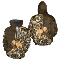 Maxcorners Yellow Lab Hunting Dog Customized Name All Over Print Shirts For Hunters LM2711