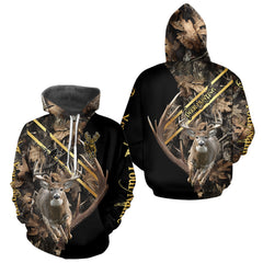 Maxcorners Brown Forest Camo Deer Hunting Shirt – Running Buck Graphic, Personalized Name For Hunter