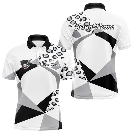 Maxcorners Geometric Leopard Fusion Performance Mens Golf Polo Shirt, Golf Gift For Men