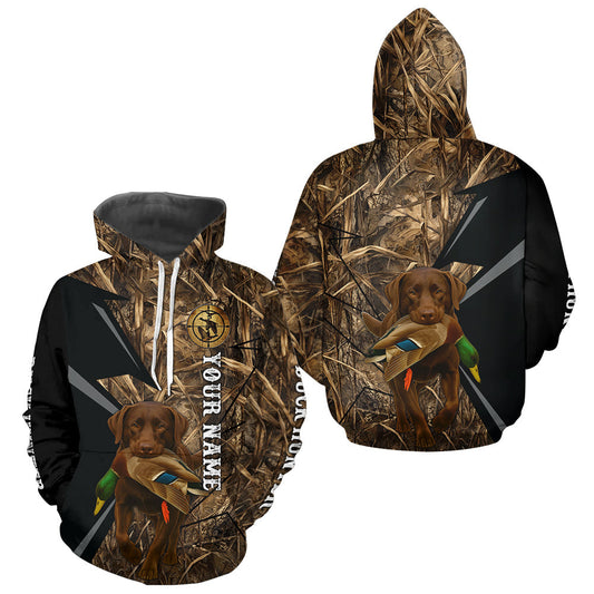 Maxcorners Duck Hunting Camo Winter with Black Lab 3D All Over Printed Shirt, Perfect Gift for Waterfowl Hunters LM2011