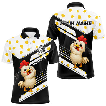 Maxcorners Funny Golf Polo Shirt Custom Name Chicken Golf Shirt For Men, Funny Golf Shirt For Team LM1705