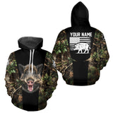 Maxcorners Custom Wild Boar Hunting 3D Shirt Black and Forest Camo with US Flag, Boar Hunting Gifts LM2509