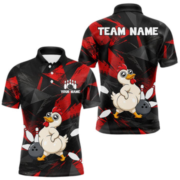 Maxcorners Chicken Bowling Shirt Custom Team Name Funny Bowling League Shirt For Men LM0409