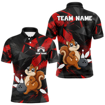 Maxcorners Squirrel Bowling Shirt Custom Team Name Funny Bowling League Shirt For Men LM0409