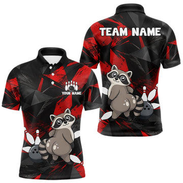 Maxcorners Raccoon Bowling Shirt Custom Team Name Funny Bowling League Shirt For Men LM0409