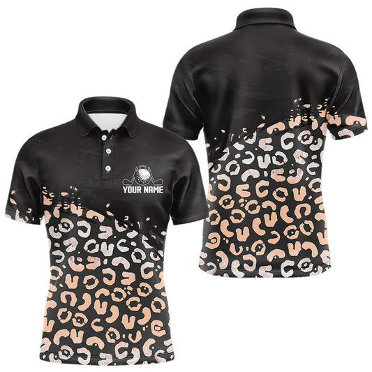 Maxcorners Custom Name Leopard Print Polo Shirt