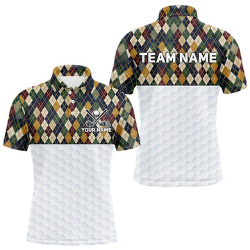 Maxcorners Personalized Classic Argyle Golf Shirt - Custom Team Name Mens Golf Jersey LM0106