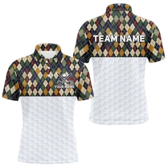 Maxcorners Personalized Classic Argyle Golf Shirt - Custom Team Name Mens Golf Jersey LM0106