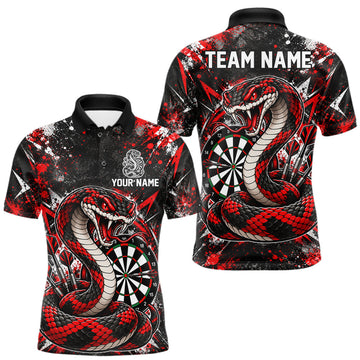 Maxcorners Red Black Snake Dartboard Polo Shirt For Men Custom Cobra Darts Team Tournament Jersey