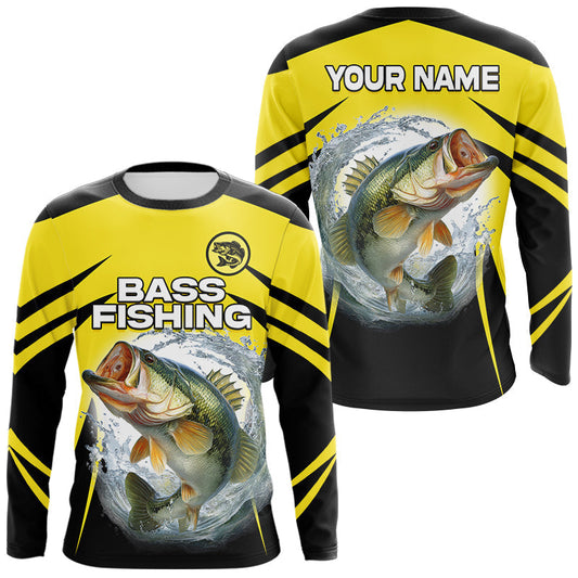 Maxcorners Largemouth Bass Fishing Shirts Long Sleeve Sport With Personalized Name LM1501