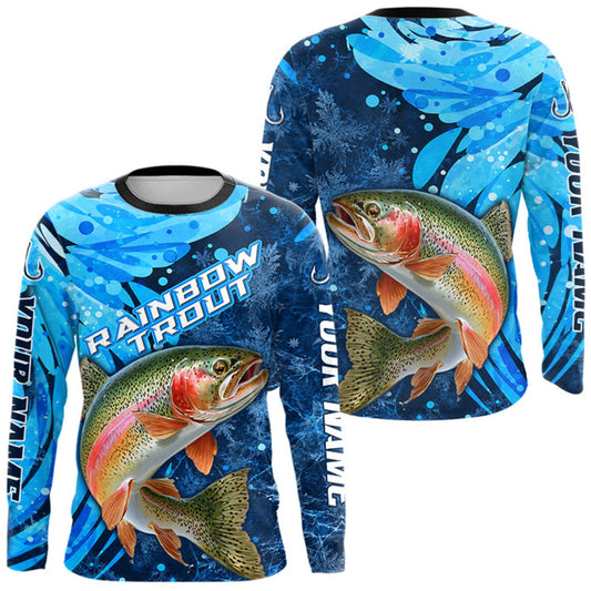 Maxcorners Rainbow Trout Fishing Shirt For Men, Ice Fishing Shirt, Rainbow Trout Long Sleeve Fishing Gift LM1508