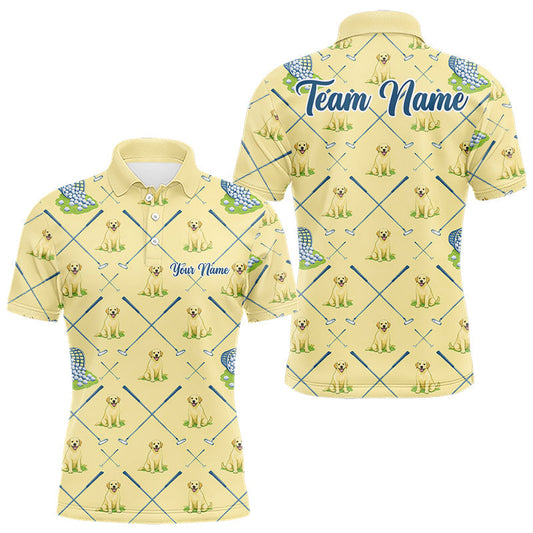 Maxcorners Funny Yellow Labrador Golf Polo Shirt For Team, Men's Polo Shirt For Golf Lovers LM1903