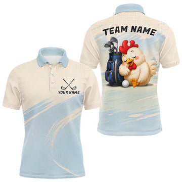Maxcorners Funny Chicken Golf Polo Shirt Personalized Custom Name Blue Golf Polo For Men LM1705