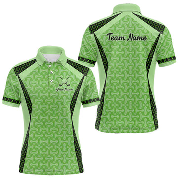 Maxcorners Custom Men's Mint Green Golf Polo, Personalized Geometric Pattern Golf Shirt With Name, Gift For Golfer LM0404