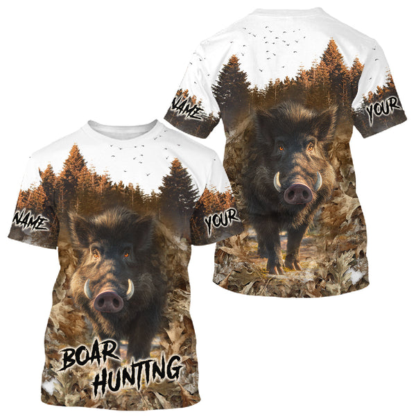 Maxcorners Best Wild Boar Hunting Forest Camouflage Custom Name Shirts for Hunter, Hunting Gifts LM0409