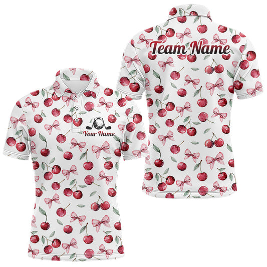 Maxcorners Funny Golf Polo Shirt For Mens Cherry Pattern Summer Sport Top For Team LM1005